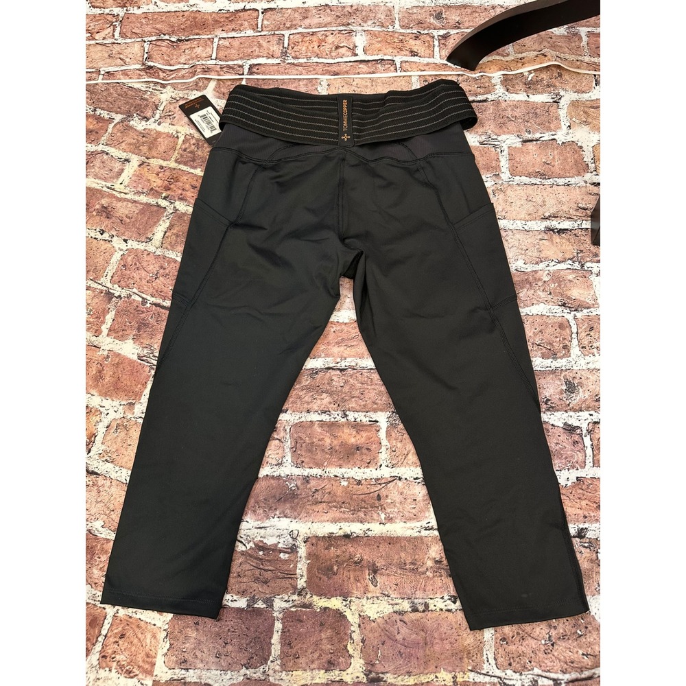 Tommie Copper Women Adj 2Pockets Capris 19" Black Compression Leggings - Picture 7 of 16